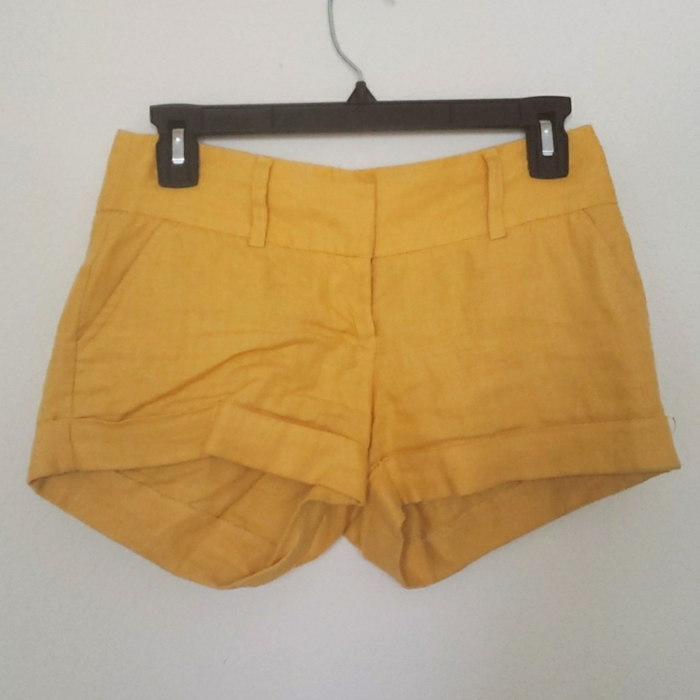 Yellow linen shorts